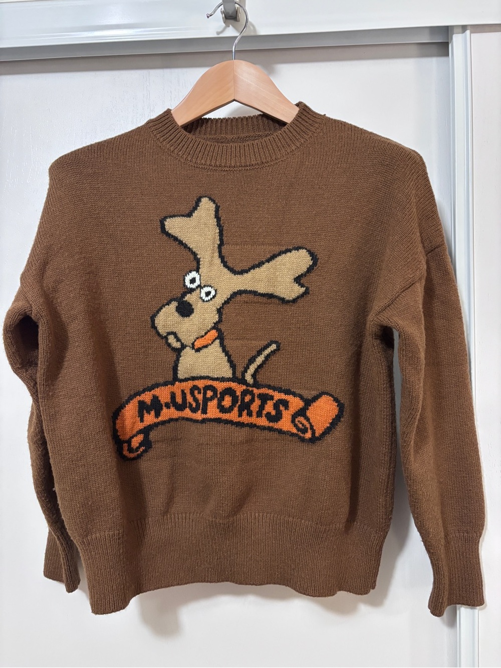 Vintage M. Usports Womens Novelty Dog Sweater Size Medium Japanese Golf Kitsch